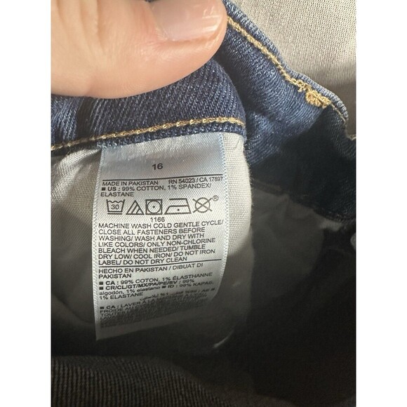 Old Navy Blue Sky-Hi Straight Raw Hem Button Fly High Rise Jeans Women's Size 16 - Picture 7 of 7